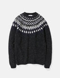 Norse Projects Birnir Fairisle Strickpullover - Charcoal Melange