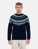 Norse Projects Birnir Fairisle Strickpullover - dunkle Marine-Blau