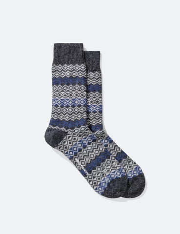 Norse Projects Bjarki Fairisle-Socken - Charcoal Melange