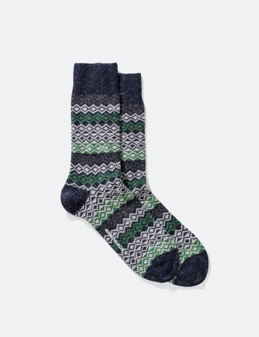 Norse Projects Bjarki Fairisle-Socken - Dunkelmarineblau