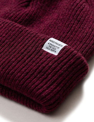 Norse Projects Strickmütze Brushed (Wolle) - Mulberry Burgund