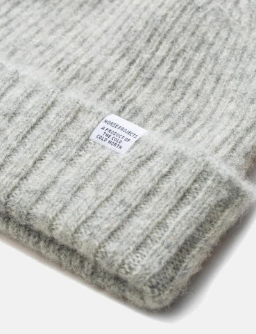 Norse Projects Rib Beanie Hat Brushed (Wolle) - Glacier Gray