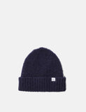 Norse Projects Rib Beanie Hat Brushed (Wolle) - Dark Navy Blau