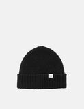 Norse Projects Rib Beanie Hat Brushed (Wolle) - Schwarz