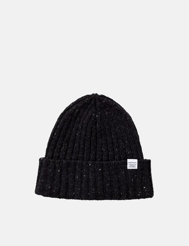 Norse Projects Neps Strickmütze (Wolle) - Charcoal Melange Grau