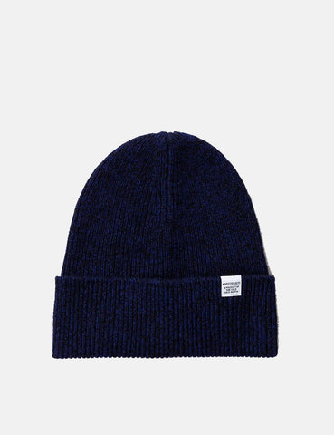 Norse Projects Twist Strickmütze (Wolle) - Dark Navy Blau Melange