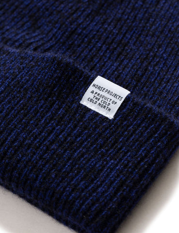 Norse Projects Twist Strickmütze (Wolle) - Dark Navy Blau Melange