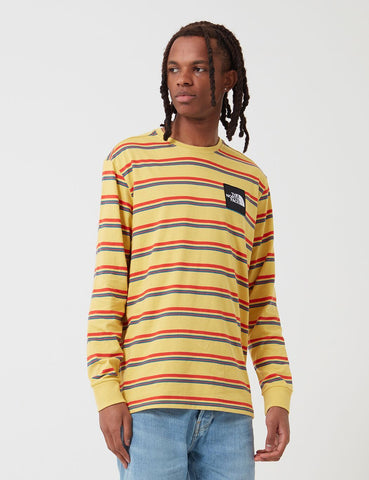 North Face Boruda Langarm-T-Shirt (Stripe) - Bambus-Gelb