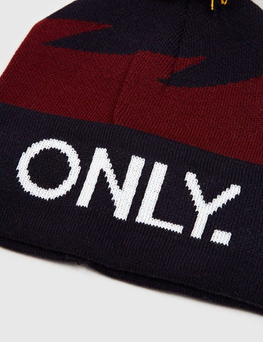 Nur NY Boltz Beanie Hat - Navy / Burgund