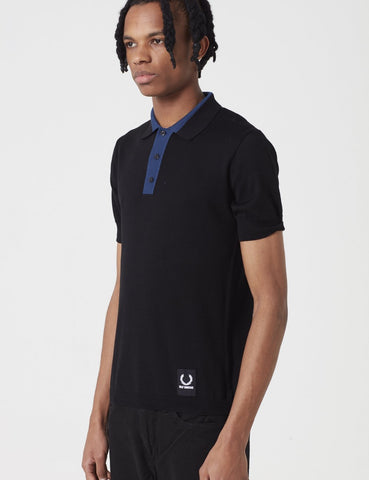 Fred Perry x Raf Simons gestrickter Sport Polo Shirt - Schwarz