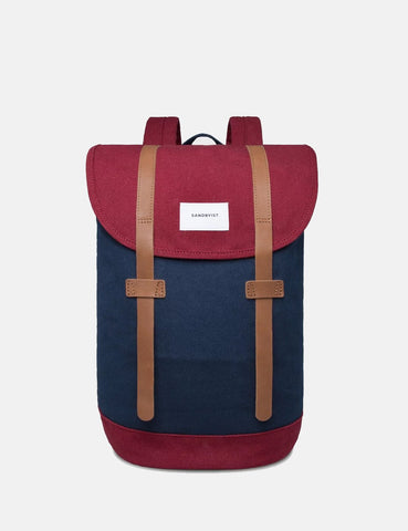 Sandqvist Stig Rucksack (Canvas) - Blau / Burgund