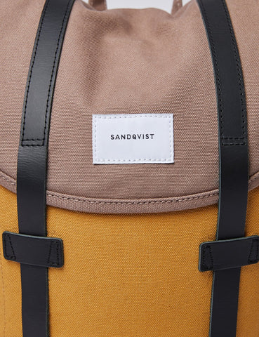 Sandqvist Stig Rucksack (Canvas) - Earth Braun / Honig-Gelb / Marineblau