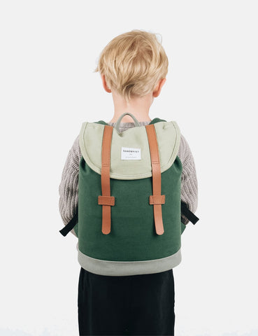 Sandqvist Stig Mini Backpack (Canvas) - Forest Green/Sage