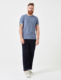 Suit Bobby Jaquard Stripe T-Shirt - Indigo Blue