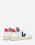 Veja V-10 Lederturnschuhe - Extra Weiß / Nautico Blau / Pekin Red