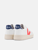 Veja V-10 Lederturnschuhe - Extra weiß / orange Fluo / Cobalt