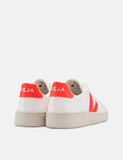 Veja V-12 Lederturnschuhe - Extra weiß / orange Fluo