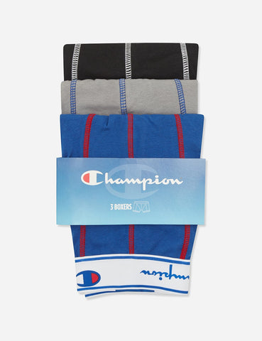 Champion Boxershorts (3 Stück) - Royal Blue / Grau / Schwarz