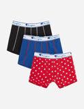 Champion Boxershorts Logo (3 Stück) - Schwarz / Marine-Blau / Rot