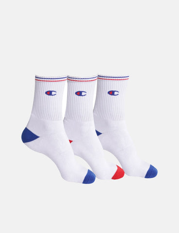 Champion Crew Geschwindigkeit Socken (3er-Pack) - Weiß / Blau / Rot