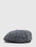 Stetson Hatteras Newsboy Cap - Black/Grey Herringbone